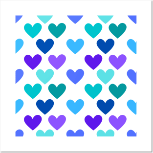 Kawaii Hearts Pattern in White Posters and Art